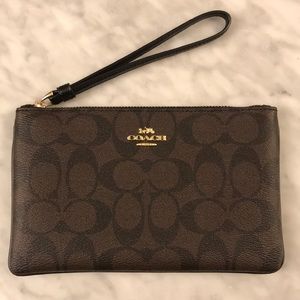 Coach Brown & Black wristlet NWT
